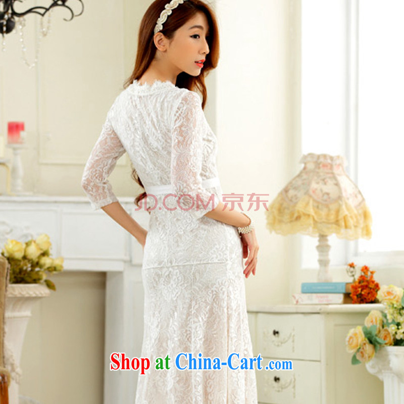 AIDS has been Qi (Spring/Summer Korean flouncing V cuff for cultivating video slim, long skirt evening dress annual bridesmaid dress XL 9731 A - 1 white, code, and AIDS has been Qi (Aiyaqi), shopping on the Internet