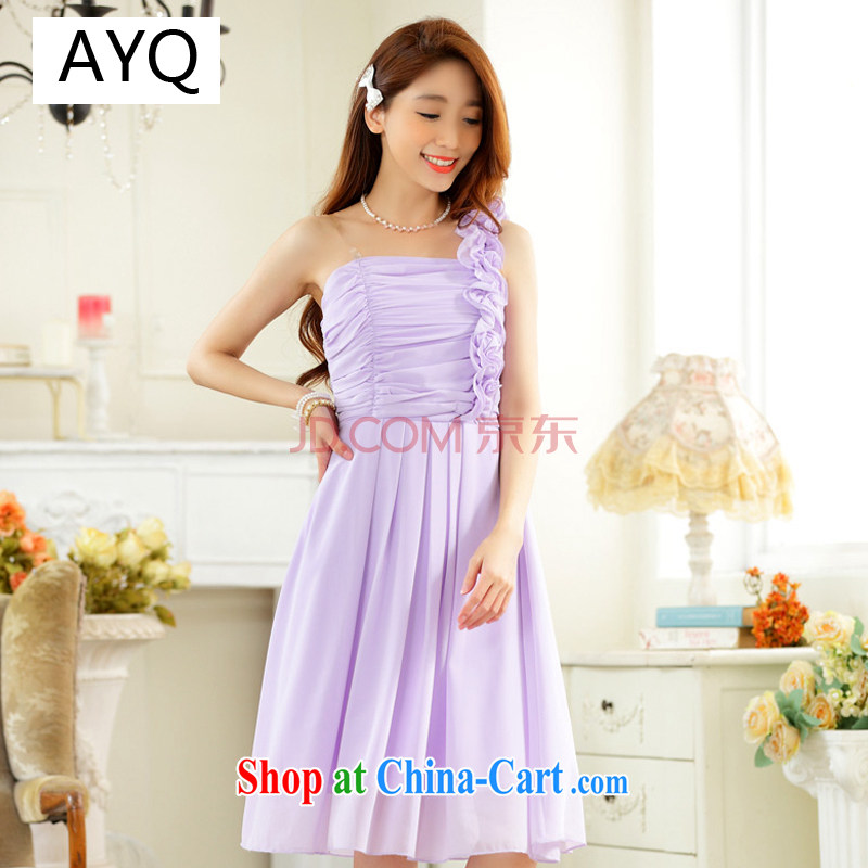 AIDS has been Qi spring and summer Korean version graphics thin single shoulder snow woven small wedding dresses bridesmaid performances service XL straps dress A 9831 - 1 purple are code