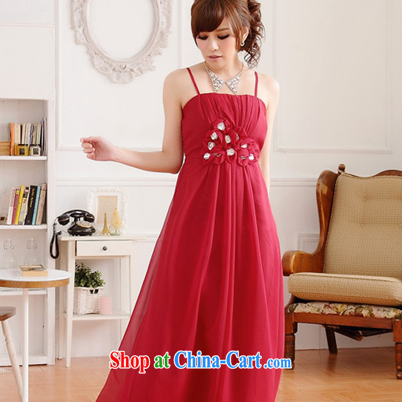 AIDS has been Qi snow in Europe and woven dresses video thin wiped their bra straps sweet bridesmaid sister bride dress long A 9218 - 1 red XXL, AIDS has Qi (Aiyaqi), online shopping