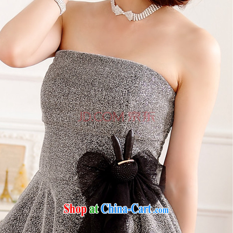 AIDS has been Qi temperament sweet Princess Mary Magdalene chest dress dresses evening dresses and elegant evening dress small dress (the invisible shoulder strap) 9213 A - 1 silver XXL, AIDS has Qi (Aiyaqi), online shopping