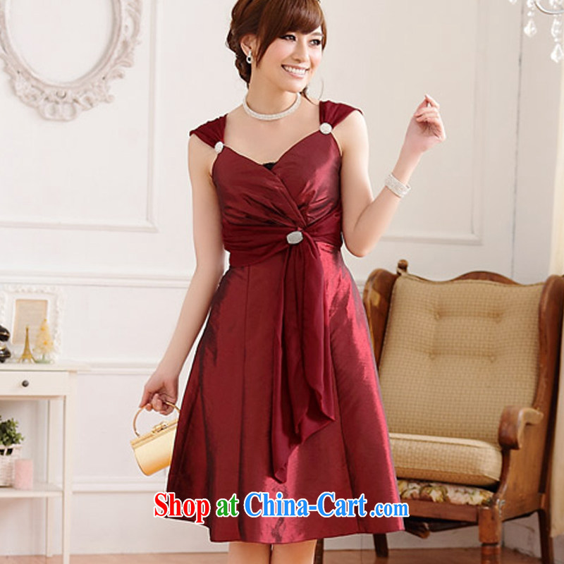 AIDS has been Ki-won late version with bare chest thin waist cultivating V collar XL dress skirt strap with sister (diamonds may be split, with wrapped chest) 9506 A - 1 wine red XXL, AIDS has Qi (Aiyaqi), and, on-line shopping