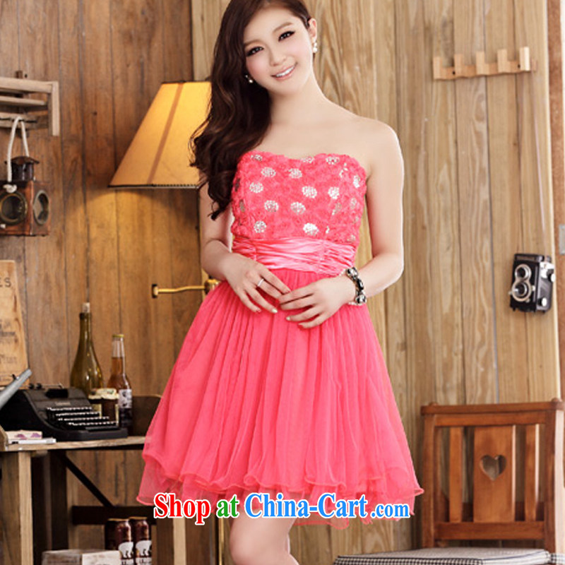 AIDS has been Qi Korean version, the dresses dresses shaggy skirts erase chest sister bridesmaid dress (the stealth shoulder strap) 9100 A - 1 the red XXL, AIDS has Qi (Aiyaqi), shopping on the Internet