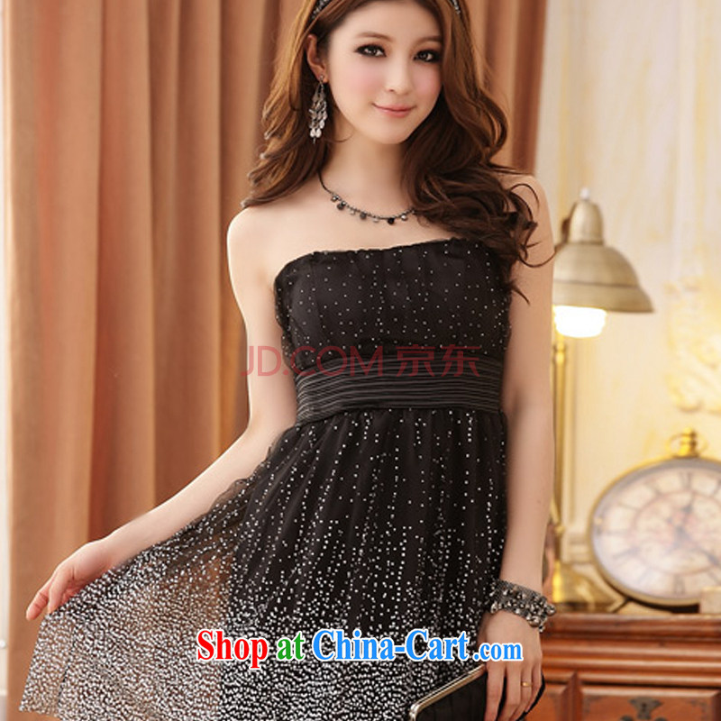 AIDS has been Qi Sophie happy STAR Web yarn wiped his chest Princess skirt dress the waist dresses (the stealth shoulder strap) 9101 A - 1 black XXL, AIDS has Qi (Aiyaqi), online shopping