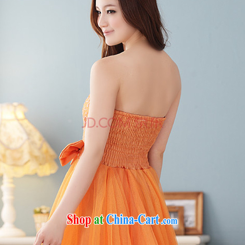 AIDS has been Qi summer maximum code thick sister dance evening dress small dress skirt wrapped around his chest dress does not rule out the shaggy skirts 9102 A - 1 orange color code, AIDS has been Qi (Aiyaqi), online shopping