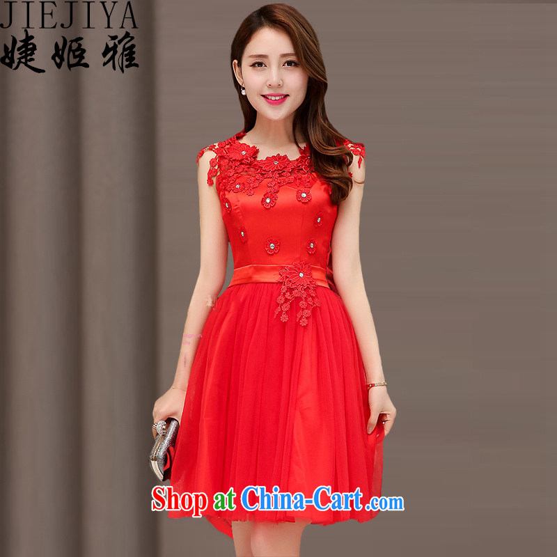 With Jacob her dress attire 2015 spring sleeveless fashion style wedding dresses beauty bridal bridesmaid annual concert toast clothing dresses dress red XXL