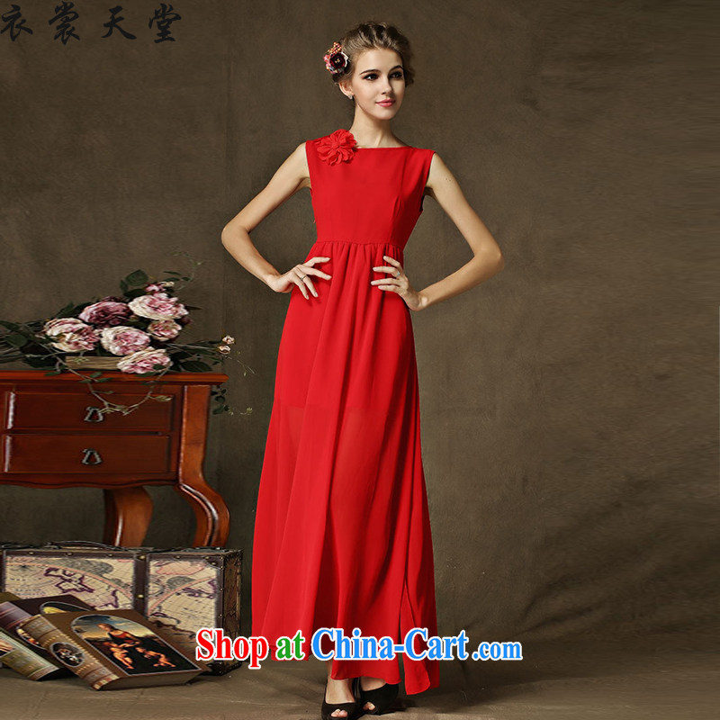 Yi Contact Feed 2015 spring and summer sexy side on the truck shoulder spend dragging skirts beauty graphics thin dresses dinner with 8133 _red S