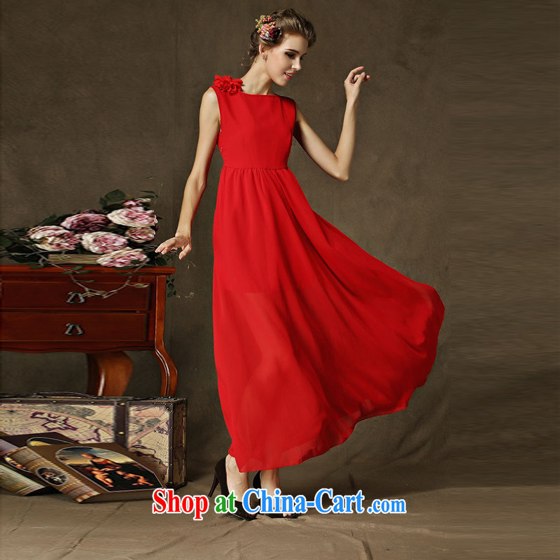 Yi Contact Feed 2015 spring and summer sexy side on the truck shoulder spend dragging long skirt beauty graphics thin dresses dinner with 8133 #red S clothing, contacts, and shopping on the Internet