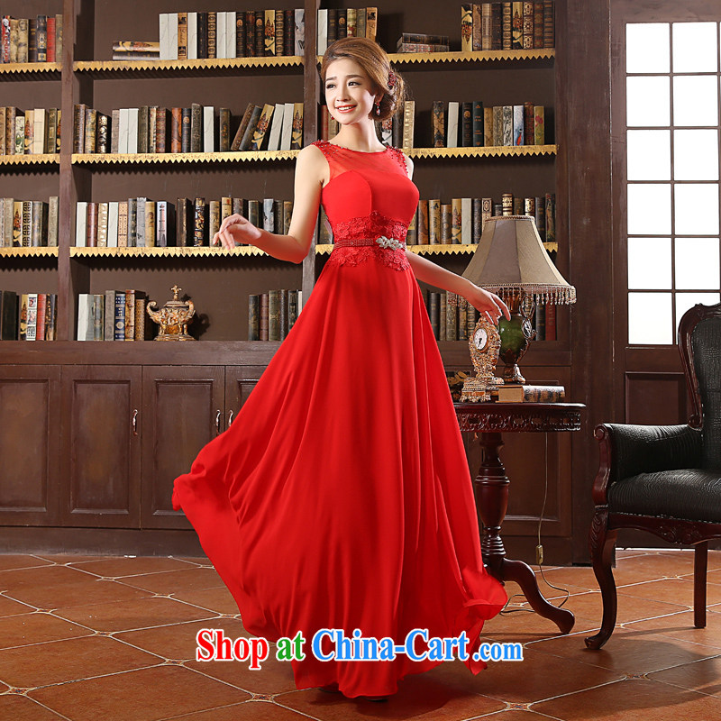 wedding dresses new 2014 stylish red bridesmaid bridal long marriage bows dress red XL code