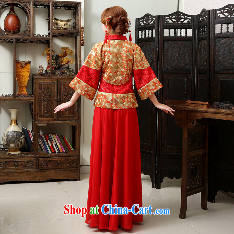 Moon 珪 guijin bridal fall and winter show groups serving Chinese Dress retro toast clothing entered marriage Yi dragon-use serving red XXL code from Suzhou shipping, 珪 Keun (guijin), online shopping