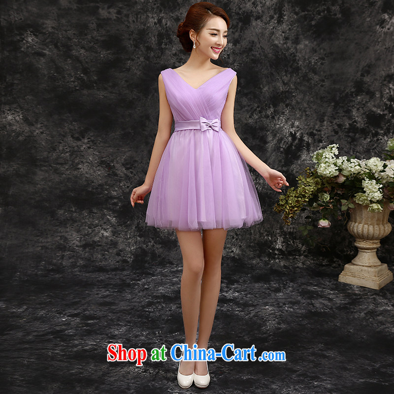 The beautiful 2015 spring and summer new short, Purple double-shoulder wedding bridesmaid dress Evening Dress dress bridesmaid with light purple S, beautiful, and shopping on the Internet