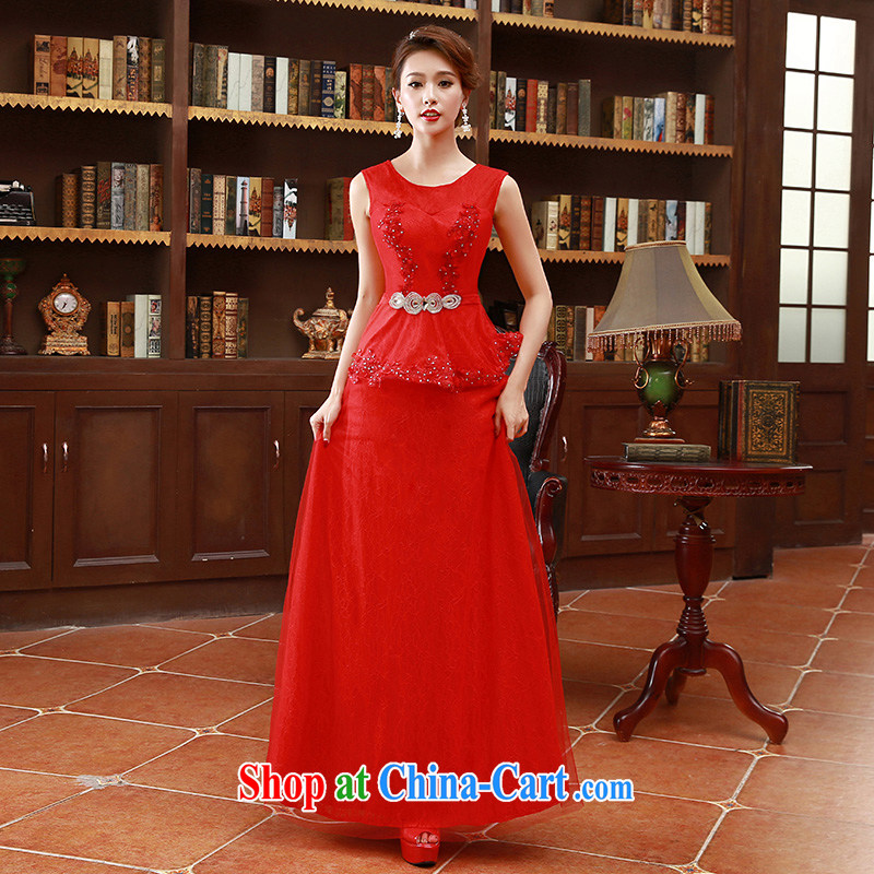 Korean style double-shoulder bridal bridesmaid's red long toast wedding dress red XL Code, marriage of arts, shopping on the Internet