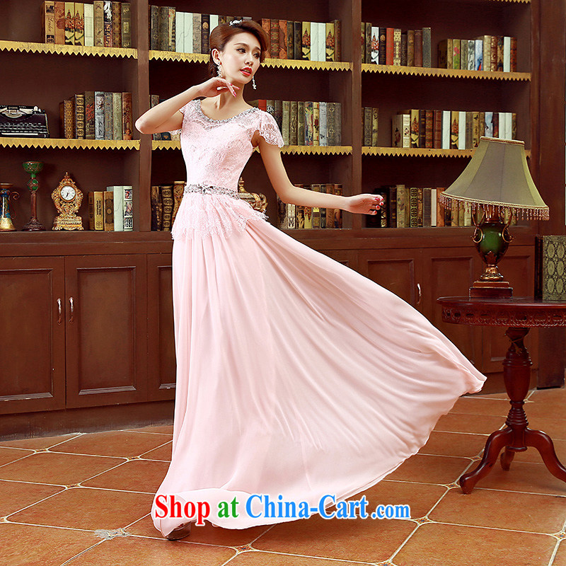 Korean style double-shoulder water drilling bridal bridesmaid's red long marriage bows dress pink XL code, Hyatt, married, and shopping on the Internet