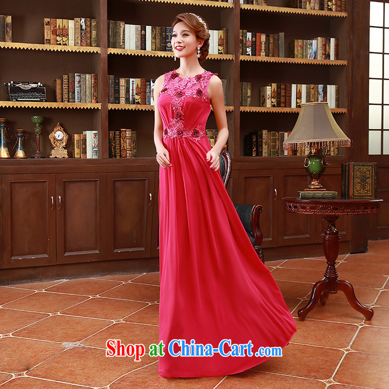 2015 Korean style double-shoulder strap with floral bridal bridesmaid's red long marriage bows dress water red XL code, Hyatt, married, and shopping on the Internet