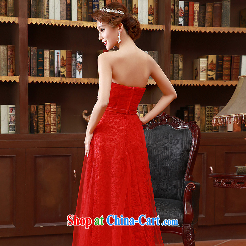 Korean version 2015 erase chest embroidered bridal bridesmaid's red long toast wedding dress red XL code, the marriage, and, on-line shopping