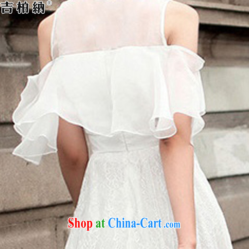 Gil PARK, summer 2015 new aura, cultivating snow woven bare shoulders flouncing cuff lace long skirt dresses evening dress women 9943 #white L, Ghibellines accepted, shopping on the Internet