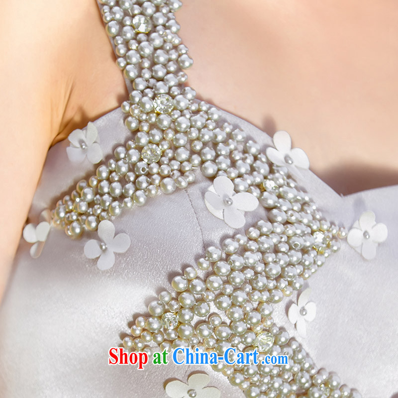 The bride's 2015 New Silver elegant dress small tail dress single shoulder dress elegantly S 695, a bride, and shopping on the Internet
