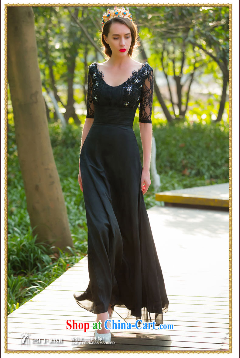 The bride's 2015 new dress dinner serving long black dress, 5 cuff lace 581 M pictures, price, brand platters! Elections are good character, the national distribution, so why buy now enjoy more preferential! Health