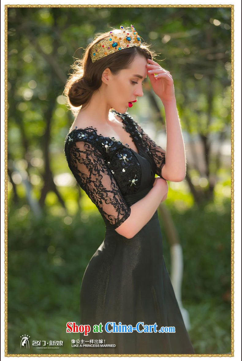 The bride's 2015 new dress dinner serving long black dress, 5 cuff lace 581 M pictures, price, brand platters! Elections are good character, the national distribution, so why buy now enjoy more preferential! Health