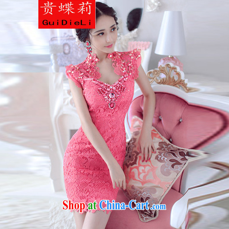 Your butterfly Li 2015 parquet drill Lace Embroidery of flowers and dresses evening dress of red M, your butterfly Li (guidieli), shopping on the Internet