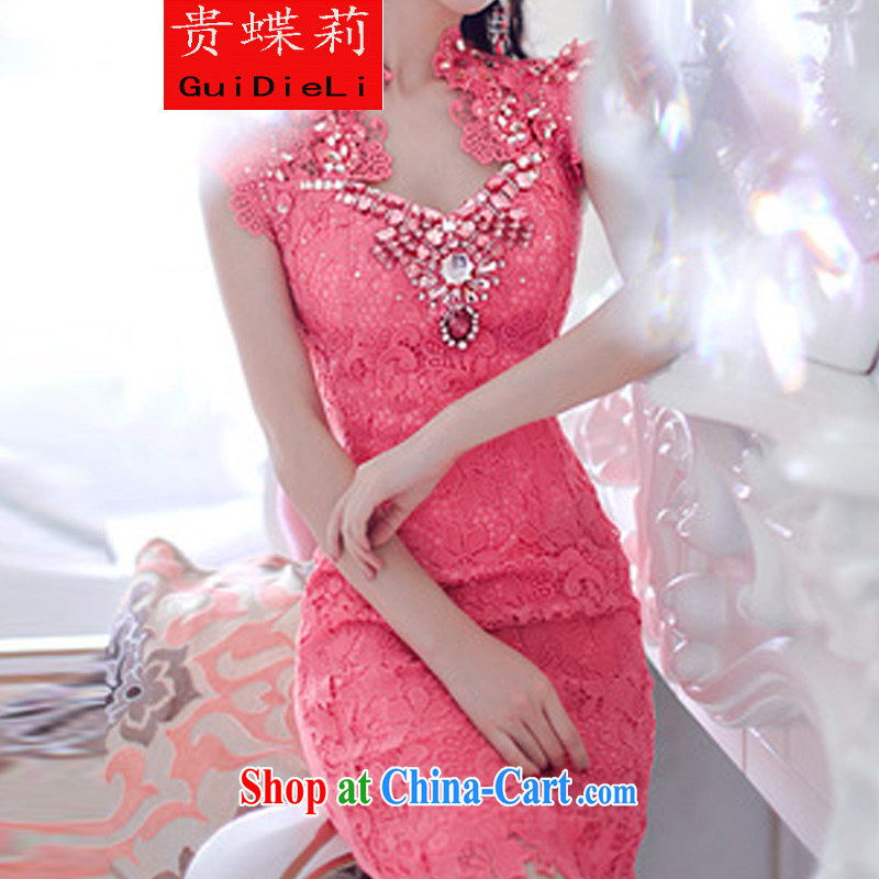 Your butterfly Li 2015 parquet drill Lace Embroidery of flowers and dresses evening dress of red M, your butterfly Li (guidieli), shopping on the Internet