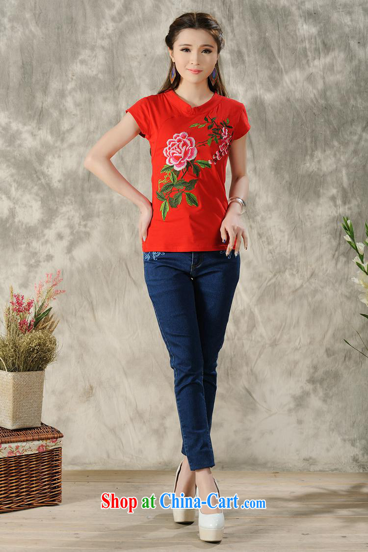 Health Concerns dress * X 3504 National wind women's clothing summer, Retro, for a tight embroidered cultivating short-sleeve cotton T red 4 XL pictures, price, brand platters! Elections are good character, the national distribution, so why buy now enjoy more preferential! Health