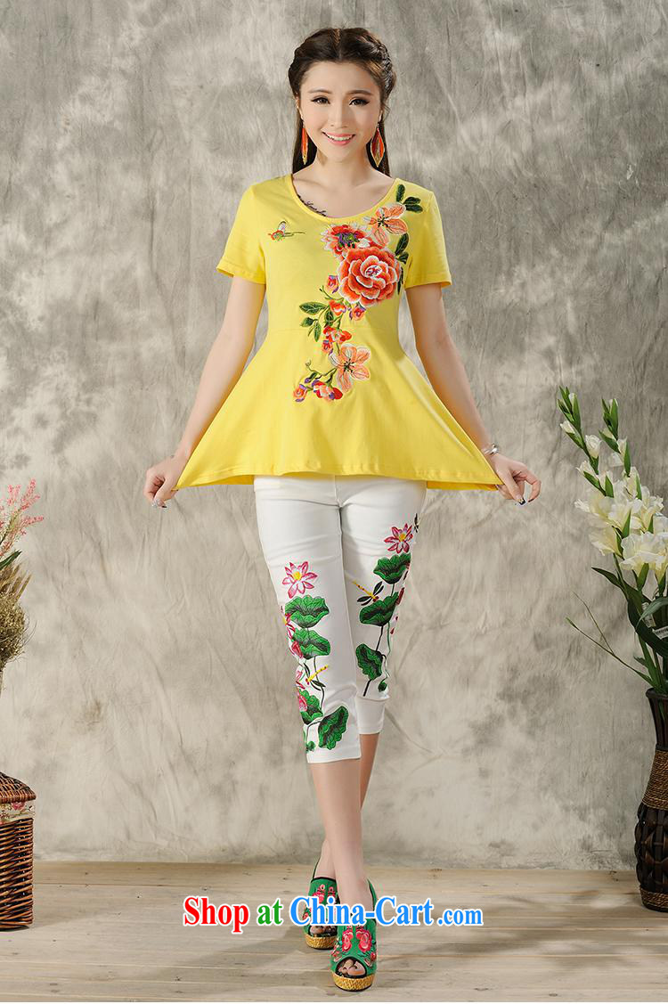 Health Concerns dress * H 9488 National wind women's clothing 2015 spring and summer new embroidered not rules, with a short-sleeved shirt T yellow 4 XL pictures, price, brand platters! Elections are good character, the national distribution, so why buy now enjoy more preferential! Health