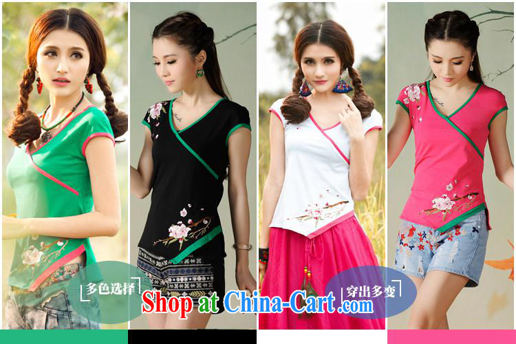 Health Concerns dress * C 6884 National wind women's clothing summer new V collar embroidered package shoulder cuff asymmetric-short-sleeved T pension white 3XL pictures, price, brand platters! Elections are good character, the national distribution, so why buy now enjoy more preferential! Health