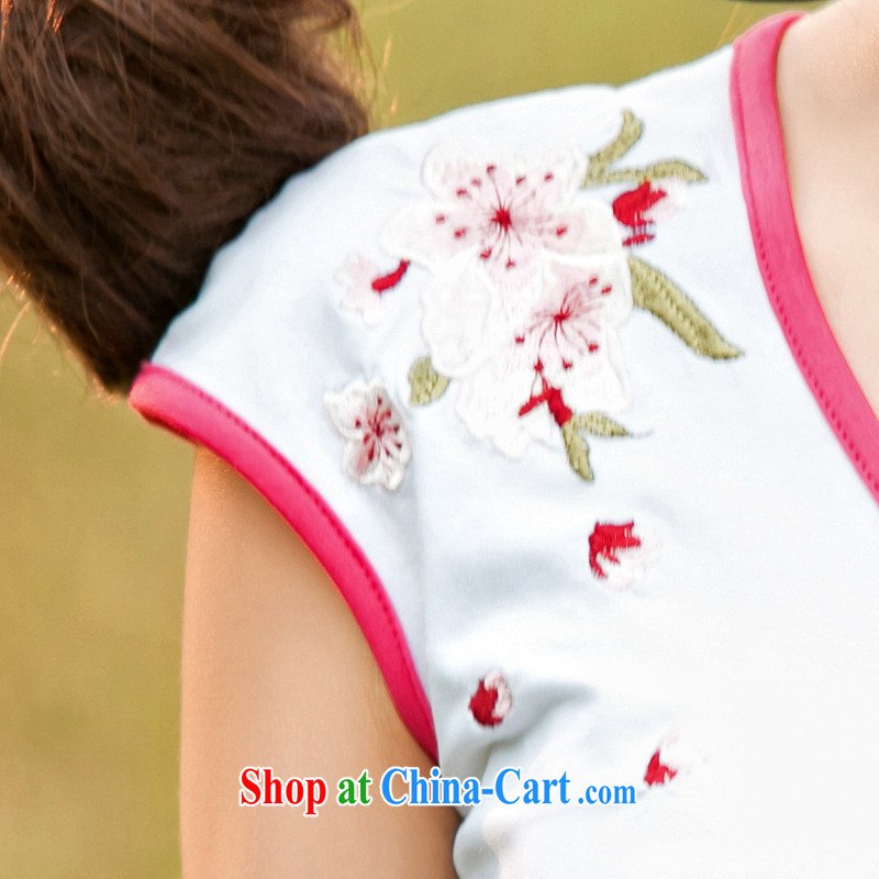 Health Concerns dress * C 6884 National wind women's clothing summer new V collar embroidered package shoulder cuff asymmetric face a short-sleeved shirt T white 3XL, health concerns (Rvie .), and, on-line shopping