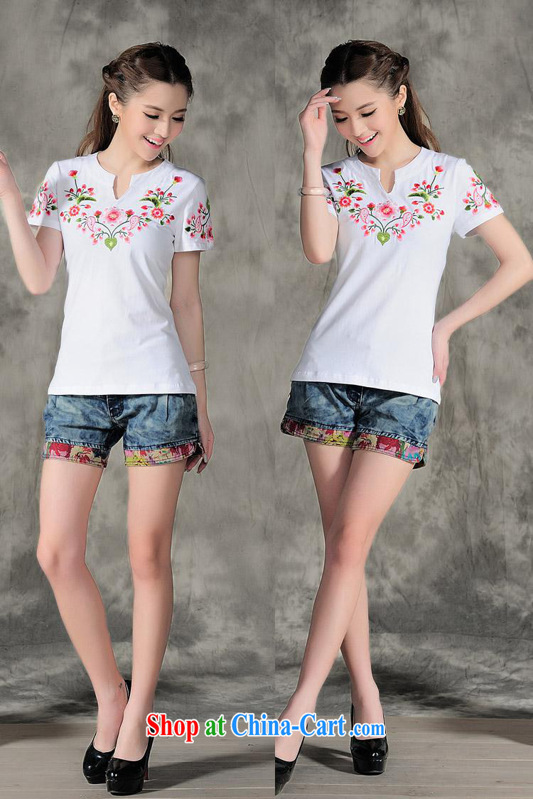 Health Concerns dress * C 6890 National wind women new embroidery, for V-neck Leisure Sports cotton short-sleeved shirt T black 3 XL pictures, price, brand platters! Elections are good character, the national distribution, so why buy now enjoy more preferential! Health