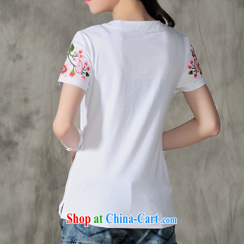 Health Concerns dress * C 6890 National wind women new embroidery, for V-neck Leisure Sports cotton short-sleeved shirt T black 3 XL, health concerns (Rvie .), and, on-line shopping