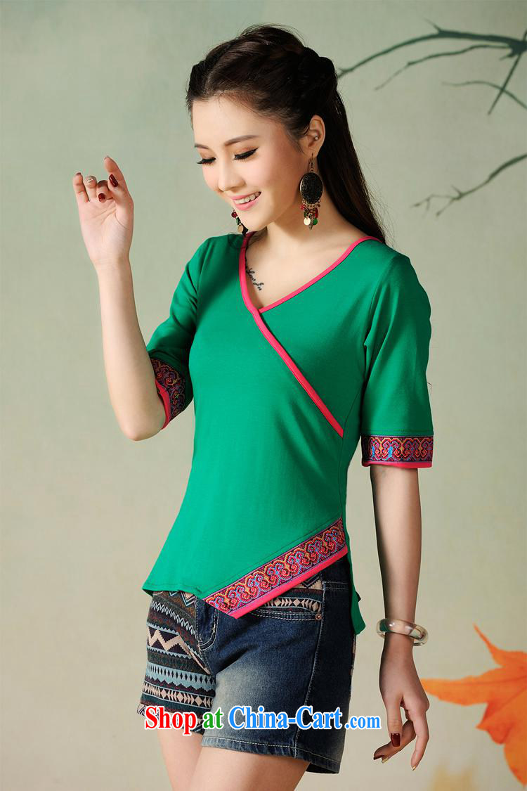 Health Concerns dress * C 6883 National wind women's clothing spring and summer new 10 field embroidery V for asymmetric cotton cuff in T pension green 3 XL pictures, price, brand platters! Elections are good character, the national distribution, so why buy now enjoy more preferential! Health