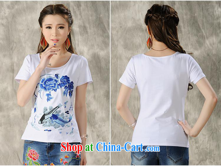 Health Concerns dress * H 9605 National wind women's clothing 2015 spring and summer new cotton cultivating embroidered short sleeves shirt T white 4XL pictures, price, brand platters! Elections are good character, the national distribution, so why buy now enjoy more preferential! Health