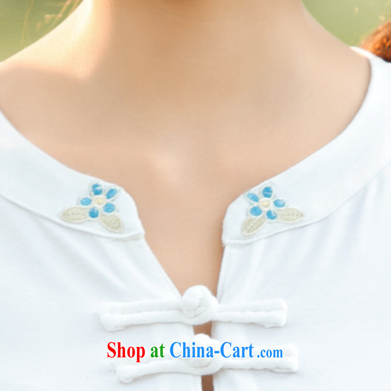 Health Concerns dress * C 6886 National wind Women New Tower small V collar embroidered a field for cultivating short-sleeved cotton T Po blue 3 XL, health concerns (Rvie .), and, on-line shopping