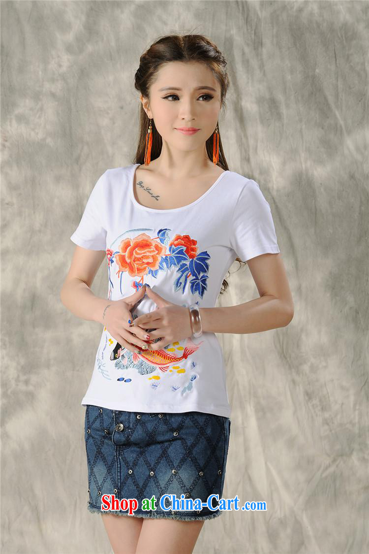 Health Concerns dress * H 9603 National wind women's clothing 2015 spring and summer new Pure Cotton embroidered short sleeves cultivating T pension blue 4 XL pictures, price, brand platters! Elections are good character, the national distribution, so why buy now enjoy more preferential! Health