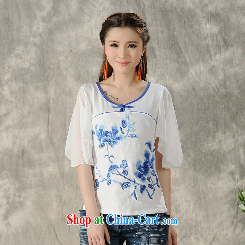 Health Concerns dress * H 9496 National wind women's clothing spring and summer new embroidered stitching snow woven short-sleeved cultivating T pension white 4XL, health concerns (Rvie .), and, on-line shopping