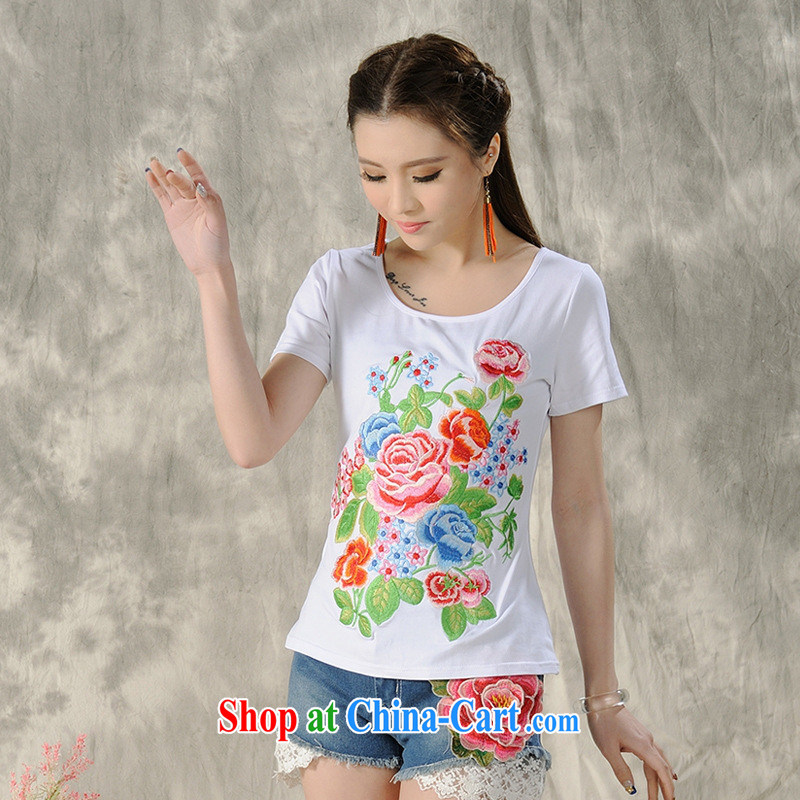 Health Concerns dress * H 9490 National wind women's clothing 2015 spring and summer New Beauty embroidered cotton short-sleeved shirt T white 2XL, health concerns (Rvie .), and, on-line shopping
