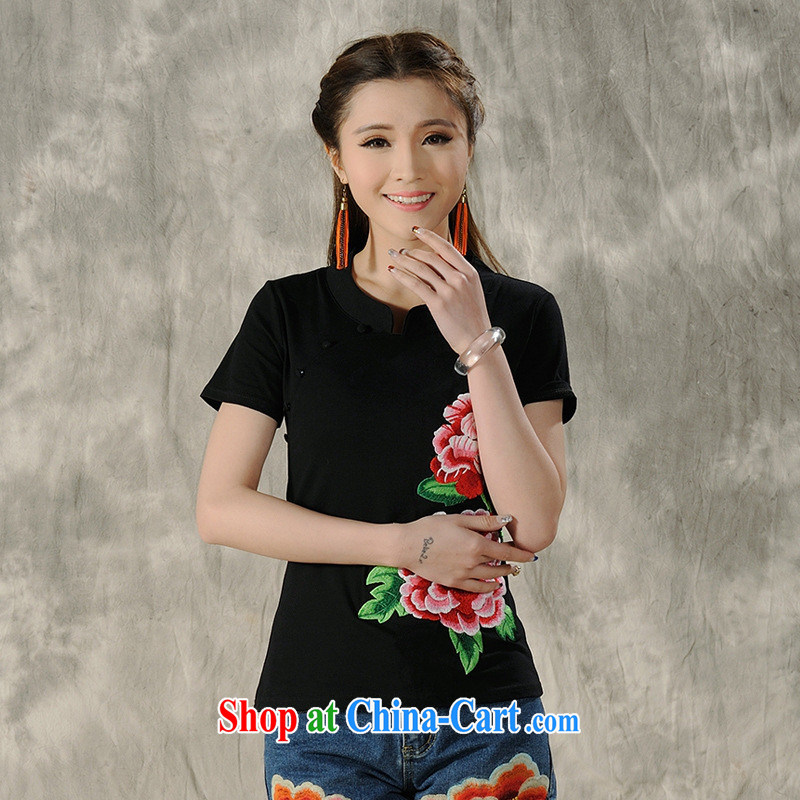 Health Concerns dress * H 9486 National wind women's clothing 2015 spring and summer new, small, for embroidered cotton short-sleeved shirt T black 4 XL, health concerns (Rvie .), and, on-line shopping