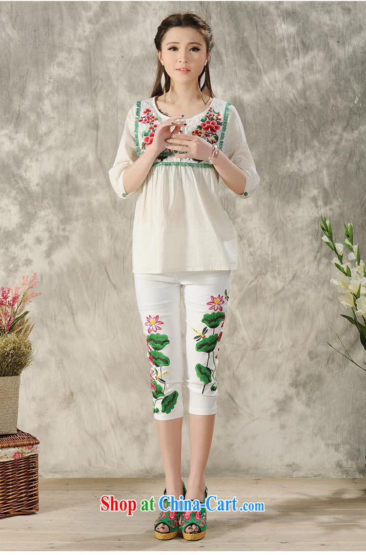 Health Concerns dress * H 9601 National wind women's clothing 2015 spring and summer new large, embroidered cotton short-sleeved shirt T white 2XL pictures, price, brand platters! Elections are good character, the national distribution, so why buy now enjoy more preferential! Health