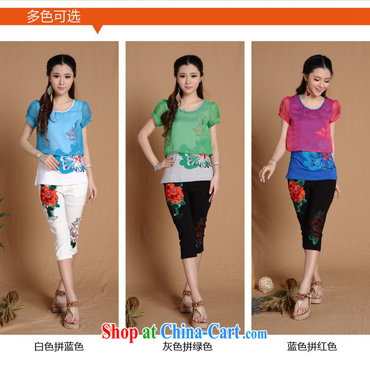 Health Concerns dress * L 5680 National wind women's clothing spring and summer new stickers, embroidered cotton leave two-piece T white shirt XXL pictures, price, brand platters! Elections are good character, the national distribution, so why buy now enjoy more preferential! Health