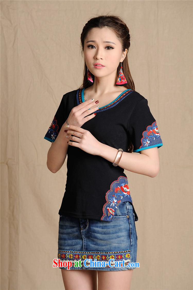 Health Concerns dress * MX 9196 National wind women's clothing spring and summer new stitching embroidery does not rule out short-sleeved T shirt black 2 XL pictures, price, brand platters! Elections are good character, the national distribution, so why buy now enjoy more preferential! Health