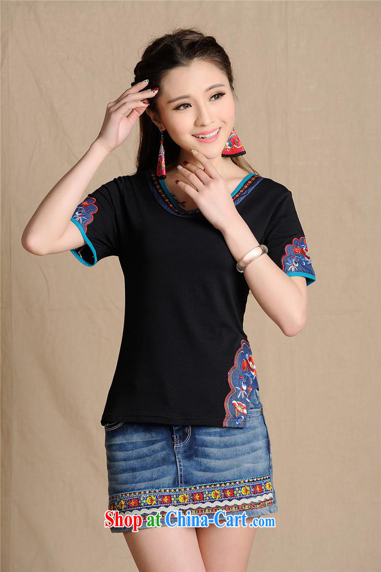 Health Concerns dress * MX 9196 National wind women's clothing spring and summer new stitching embroidery does not rule out short-sleeved T shirt black 2 XL pictures, price, brand platters! Elections are good character, the national distribution, so why buy now enjoy more preferential! Health