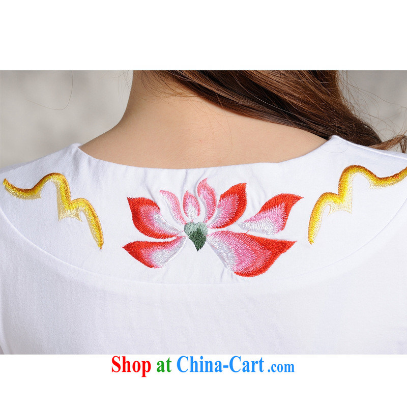 For health concerns dress * S 100 Ethnic Wind female spring and summer new embroidered with a flap cultivating short-sleeved cotton shirt T the red 4 XL, health concerns (Rvie .), and, on-line shopping