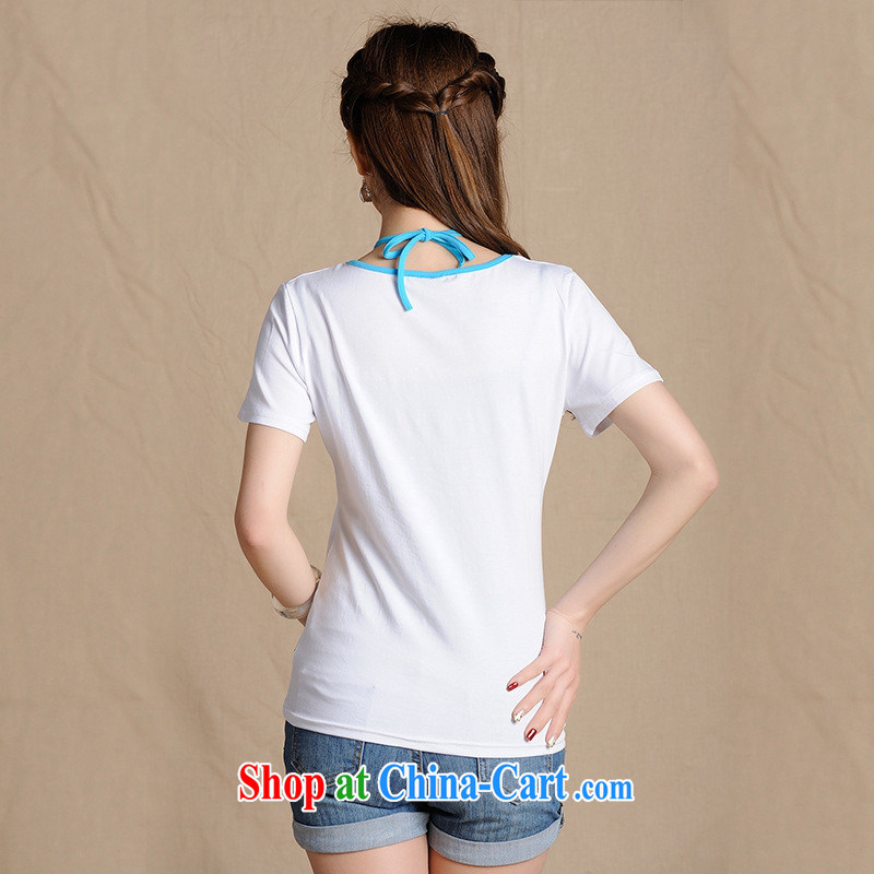 Health Concerns dress * W 8201 National wind women's clothing spring and summer new round-collar cultivating false Two embroidered short sleeves shirt T white 2XL, health concerns (Rvie .), and, on-line shopping