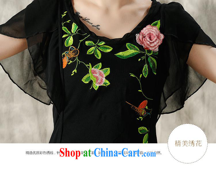 Health Concerns dress * Y 7268 National wind women's clothing spring and summer new stitching snow woven cuff embroidered cultivating short-sleeved T shirt black 2 XL pictures, price, brand platters! Elections are good character, the national distribution, so why buy now enjoy more preferential! Health