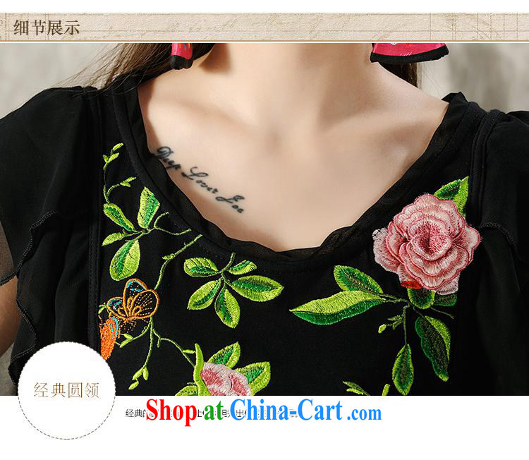 Health Concerns dress * Y 7268 National wind women's clothing spring and summer new stitching snow woven cuff embroidered cultivating short-sleeved T shirt black 2 XL pictures, price, brand platters! Elections are good character, the national distribution, so why buy now enjoy more preferential! Health