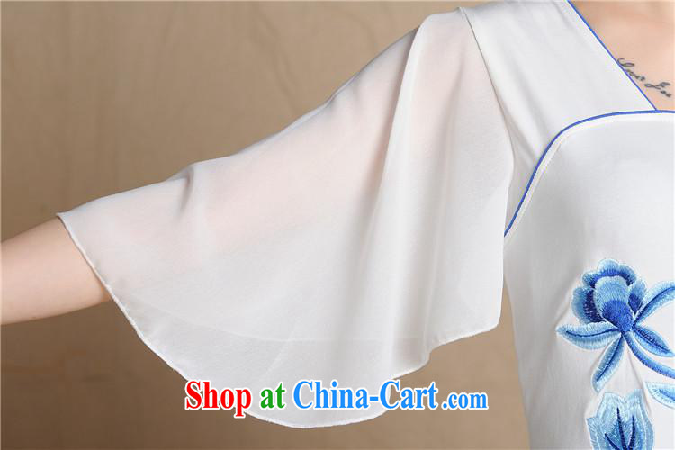 Health Concerns dress * MX 9198 National wind women's clothing spring and summer, blue and white porcelain embroidered Pearl snow woven fly cuff cotton T white 2XL pictures, price, brand platters! Elections are good character, the national distribution, so why buy now enjoy more preferential! Health