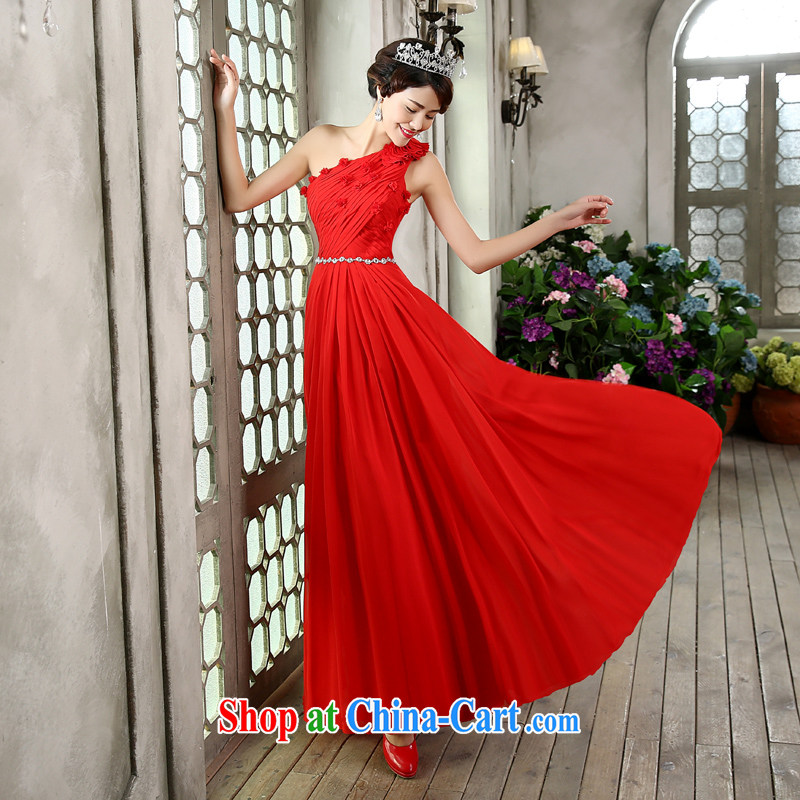 Honey, bride bridal gown long 2015 new single shoulder with Korean marriage toast serving red evening dress Evening Dress red XXL, honey, bride, shopping on the Internet