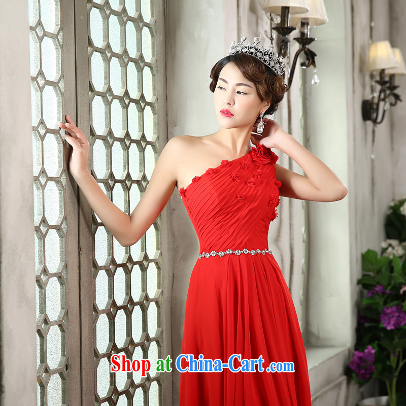 Honey, bride bridal gown long 2015 new single shoulder with Korean marriage toast serving red evening dress Evening Dress red XXL, honey, bride, shopping on the Internet