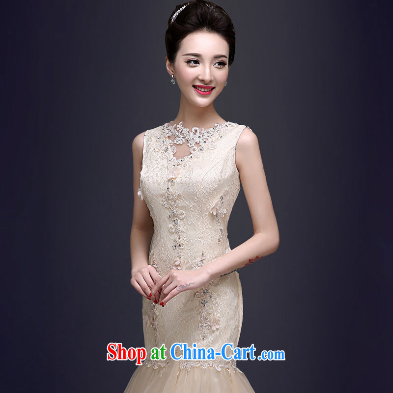A good service is 2015 new spring and summer, banquet dress long crowsfoot cultivating annual meeting moderator dress champagne color 2 XL
