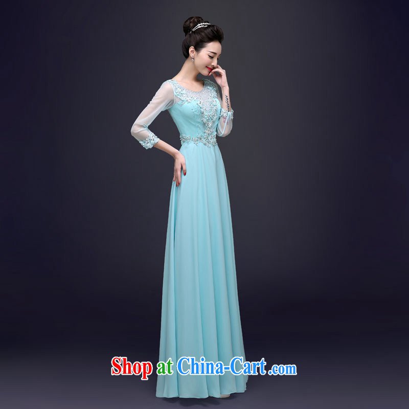 A good service is 2015 new spring and summer style Banquet exclusive beauty, Ms. dress long moderator dress sky blue 2 XL, good service, and on-line shopping